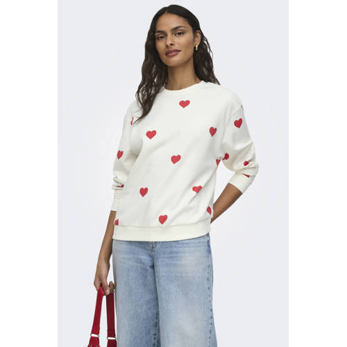 JDY sweater met hartjes ecru afbeelding