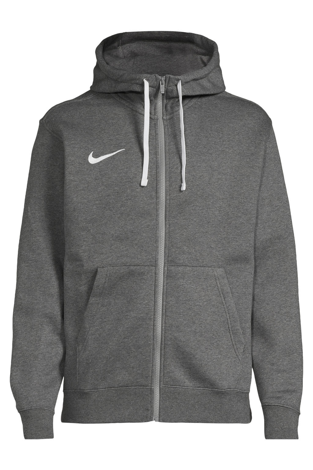 Grijze heren Nike sweatvest met effen, lange mouwen, capuchon en ritssluiting