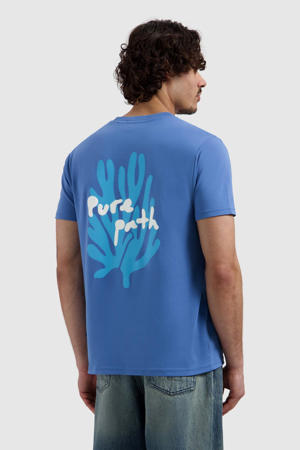 regular T-shirt met backprint blauw