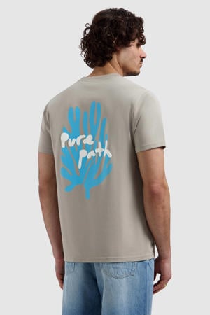 regular T-shirt met backprint taupe