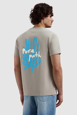 regular T-shirt met backprint taupe