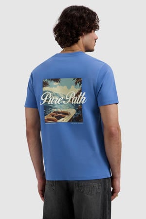 regular T-shirt met backprint blauw