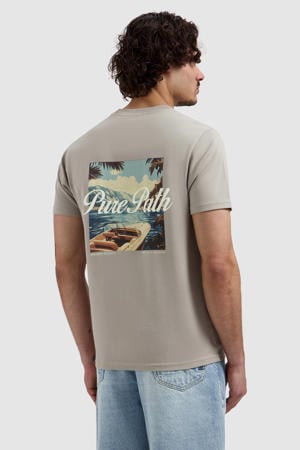 regular T-shirt met backprint taupe