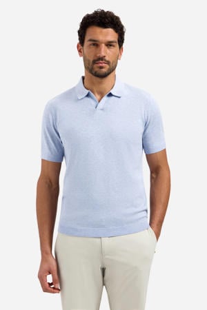 regular polo fijn gebreid lichtblauw