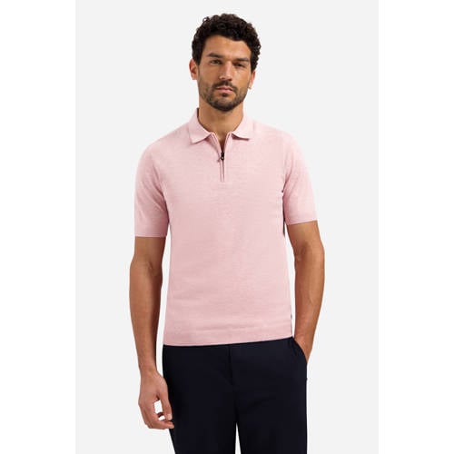 No Excess regular polo fijn gebreid roze afbeelding