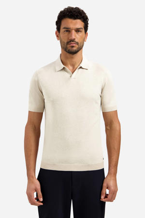 regular polo fijn gebreid beige