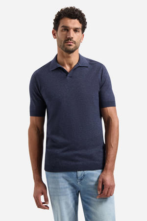 regular polo fijn gebreid donkerblauw