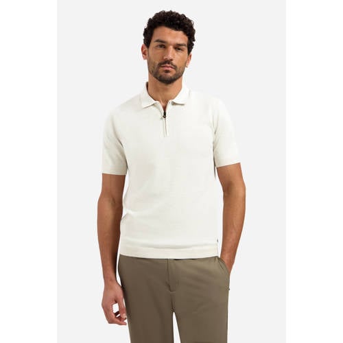 No Excess regular polo fijn gebreid ecru afbeelding