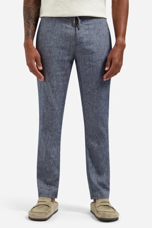 regular casual broek met linnen donkerblauw