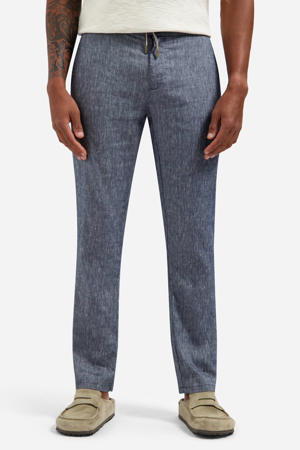 regular casual broek met linnen donkerblauw