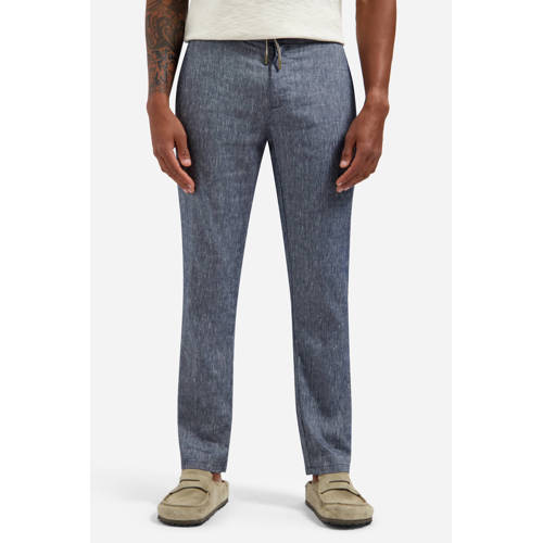 No Excess regular casual broek met linnen blauw afbeelding