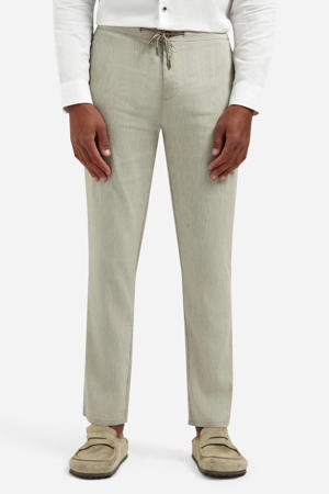regular casual broek met linnen lichtkaki