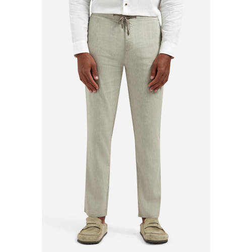 No Excess regular casual broek met linnen groen afbeelding