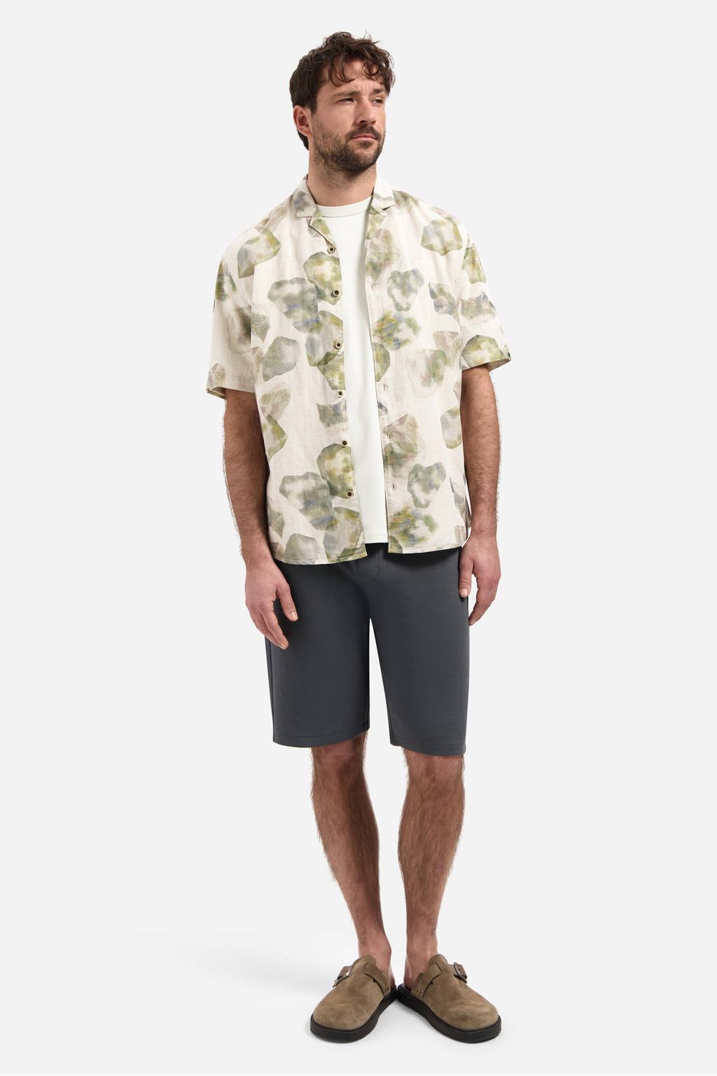 Ecru heren No Excess relaxed T-shirt van katoen met backprint, korte mouwen en ronde hals
