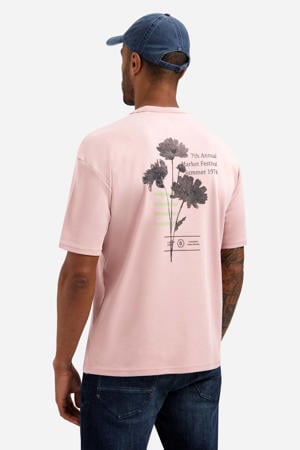 relaxed T-shirt met backprint roze