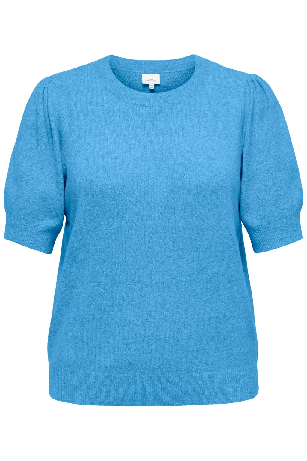 Blauwe dames ONLY CARMAKOMA trui gebreid van polyester met lange mouwen en ronde hals