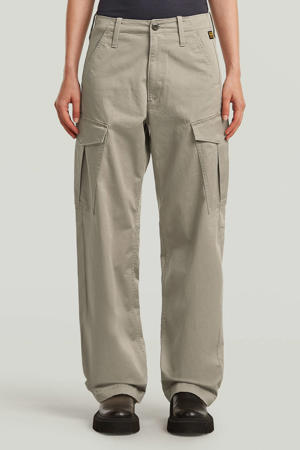straight regular waist cargobroek beige