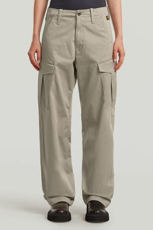 straight regular waist cargobroek beige