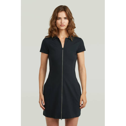 G-STAR mini jurk met rechte mouwen donkerblauw afbeelding