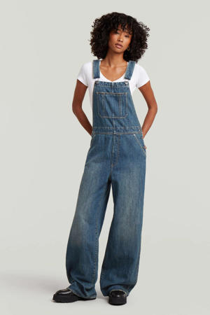 denim Straight regular waist tuinbroek donkerblauw