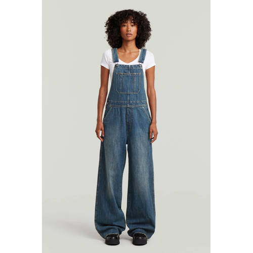 G-STAR denim Straight regular waist tuinbroek donkerblauw afbeelding