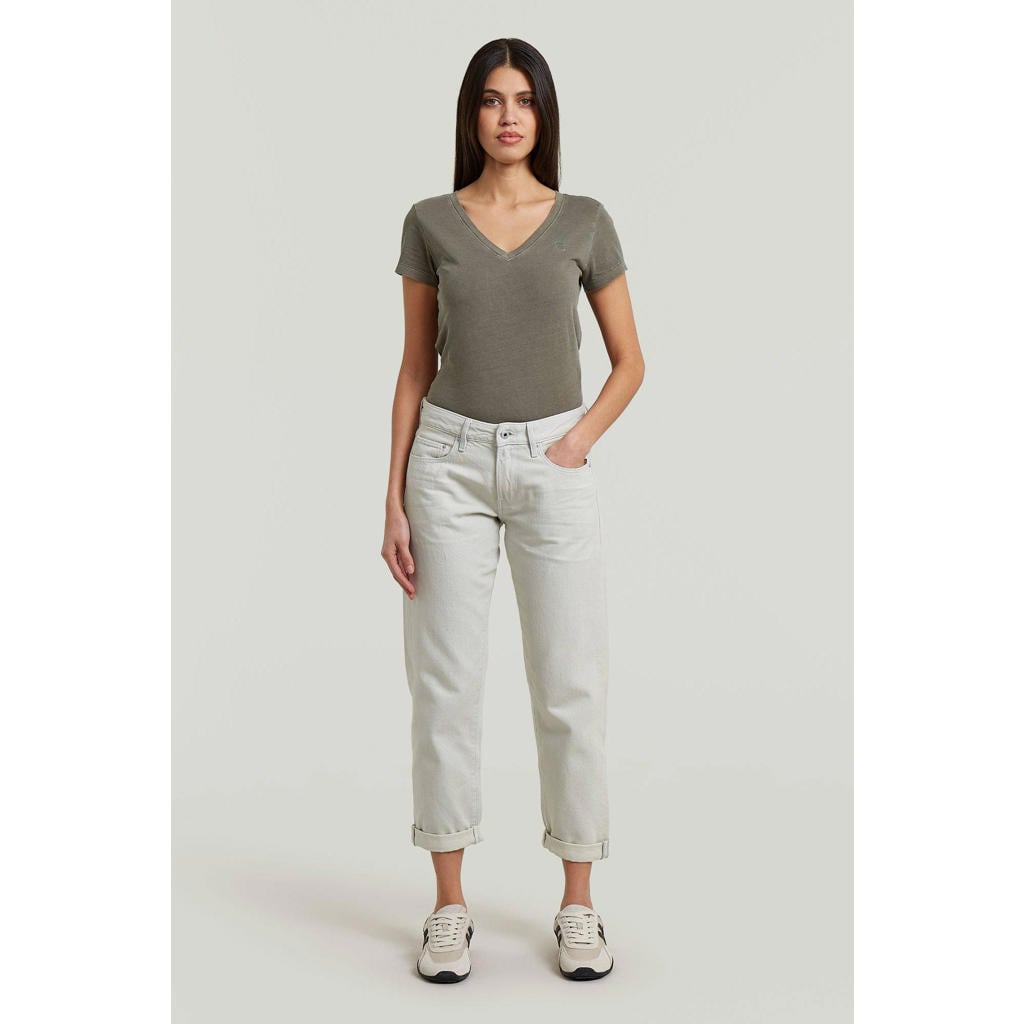 Light blue denim dames G-STAR low waist boyfriend jeans van katoen met rits- en drukknoopsluiting en effen