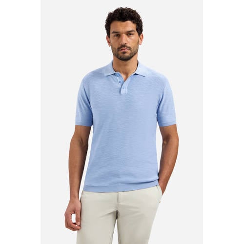 No Excess regular polo fijn gebreid blauw afbeelding