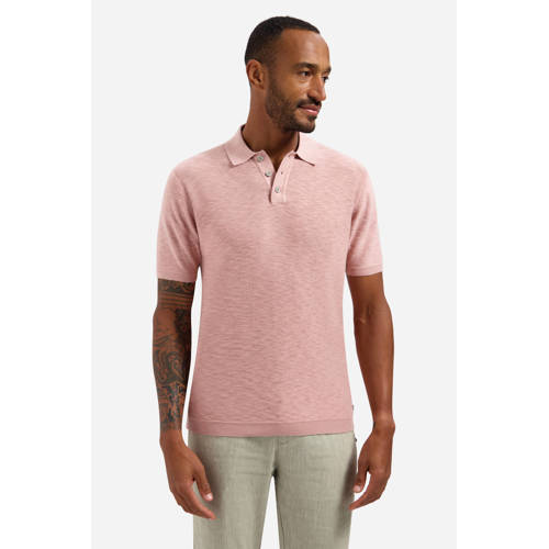No Excess regular polo fijn gebreid roze afbeelding