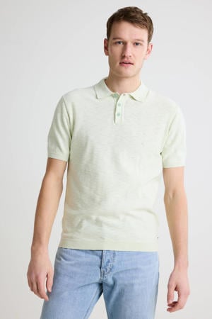 regular polo fijn gebreid lichtgroen