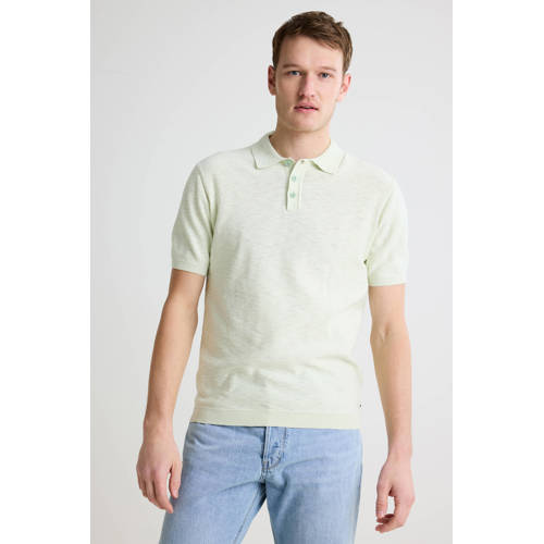 No Excess regular polo fijn gebreid groen afbeelding
