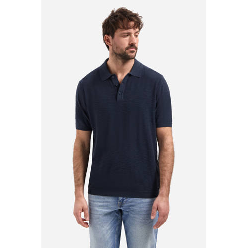 No Excess regular polo fijn gebreid donkerblauw afbeelding