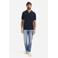 No Excess regular polo fijn gebreid donkerblauw
