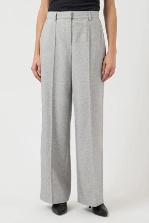 wide leg regular waist casual broek lichtgrijs