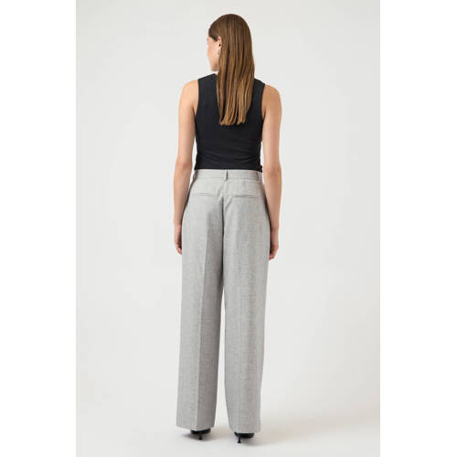 Y.A.S wide leg regular waist casual broek lichtgrijs afbeelding