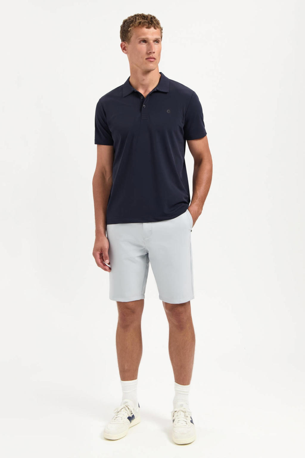 No Excess regular chino short grijsblauw