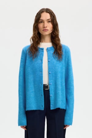 vest met wol blauw gebreid
