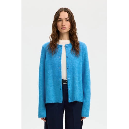 SELECTED FEMME vest met wol blauw gebreid afbeelding