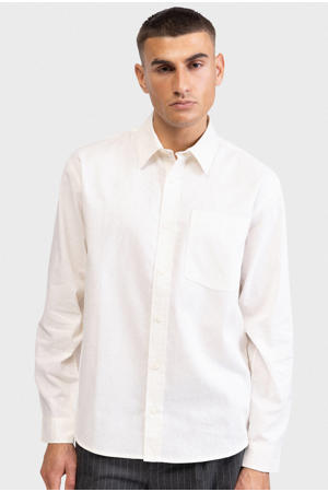 loose casual overhemd met linnen ecru
