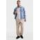 Redefined Rebel loose gestreept casual overhemd met linnen grijs