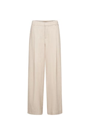 wide leg high waist gestreepte capri zand