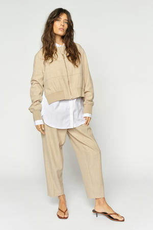 relaxed high waist broek beige