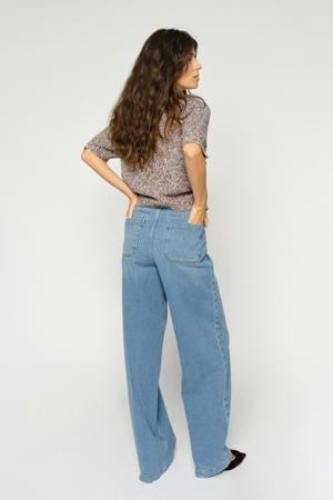high waist wide leg jeans medium blue denim