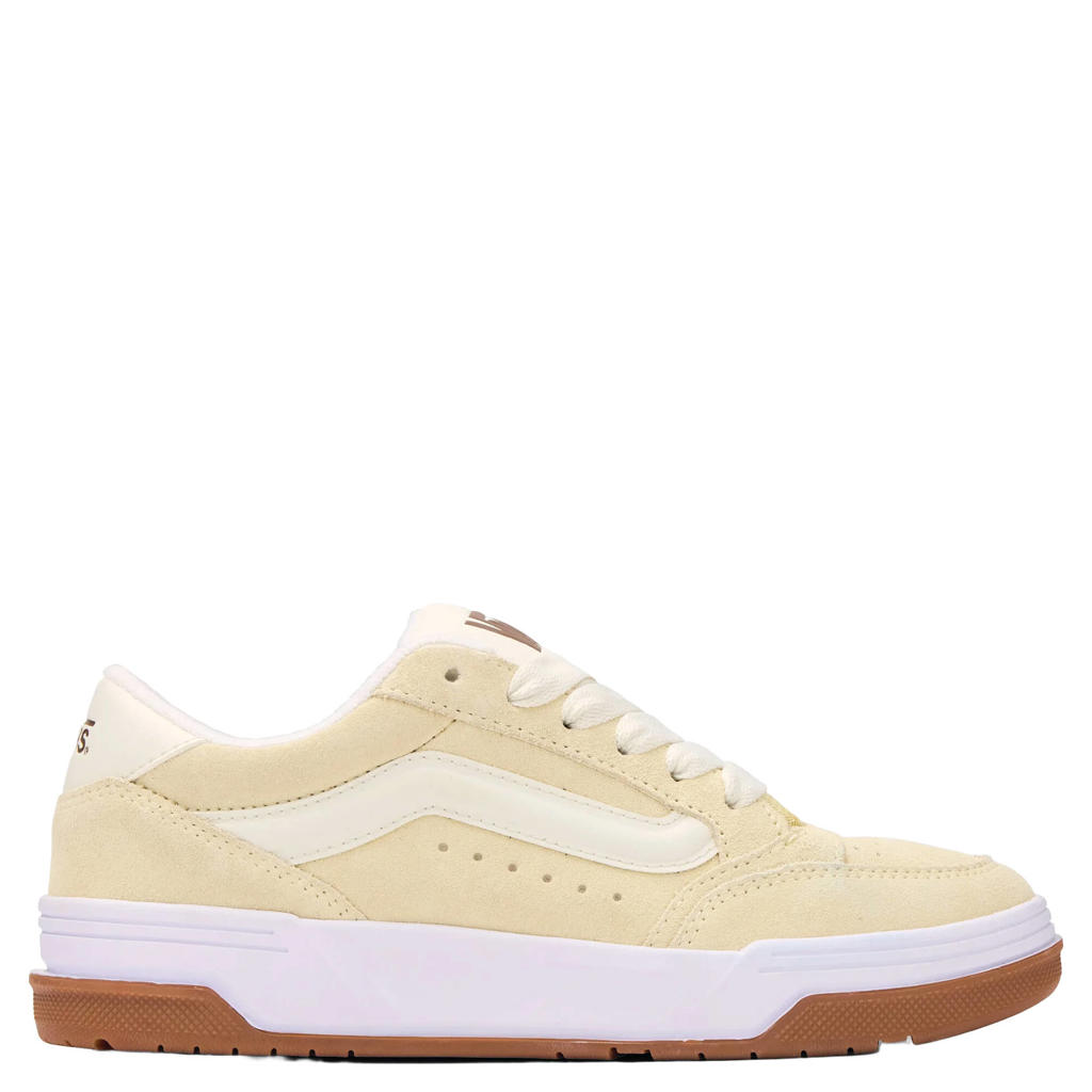 Lichtgeel en witte heren VANS Hylande suede sneakers van leer met veters