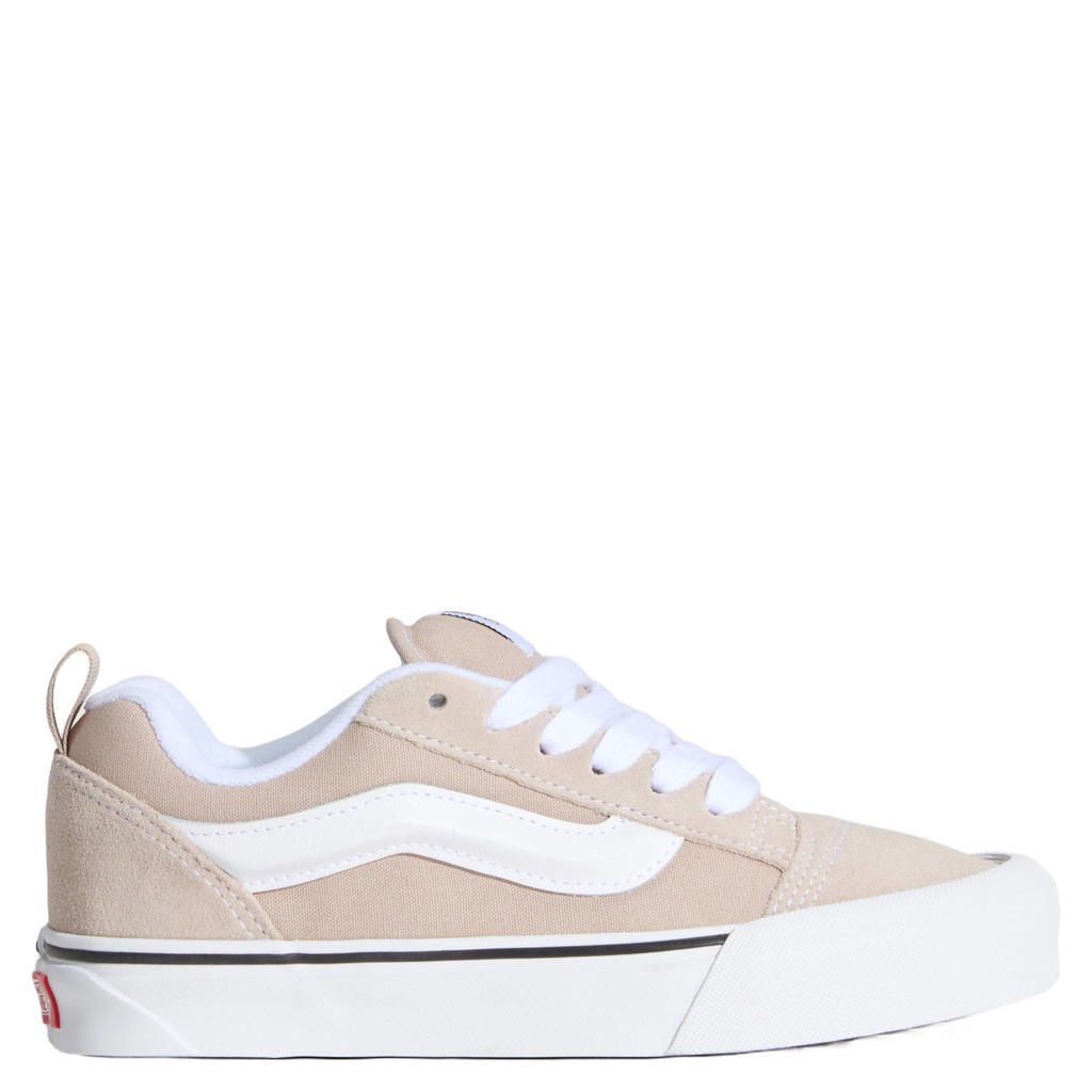 Lichtgeel en witte dames Vans KNU Skool suede sneakers van leer met veters