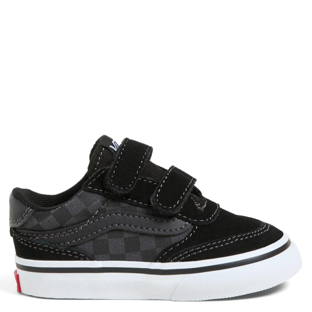 Zwart en grijze jongens en meisjes VANS Brooklyn LS sneakers van leer met klittenband