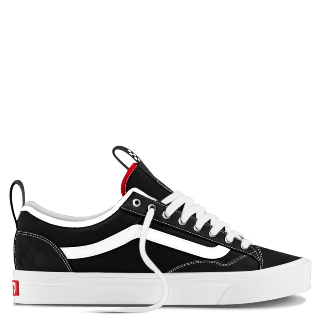 Zwart, wit en rode unisex Vans Skate Old Skool 36+ sneakers van leer met veters