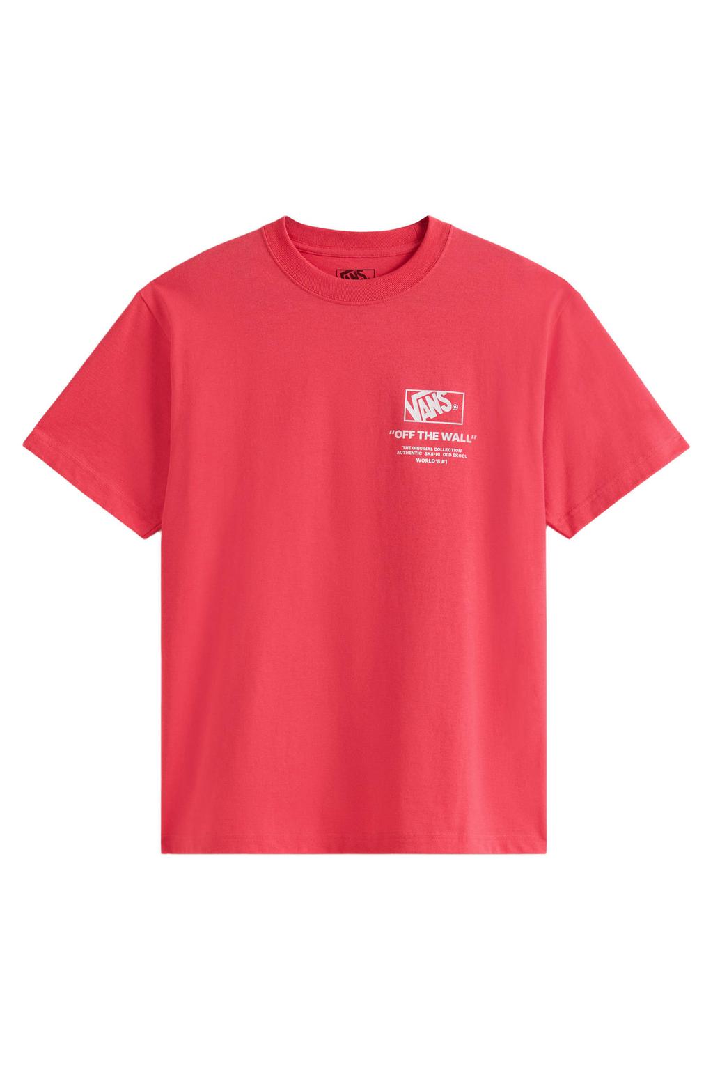 Rode heren VANS T-shirt van katoen met backprint, korte mouwen en ronde hals