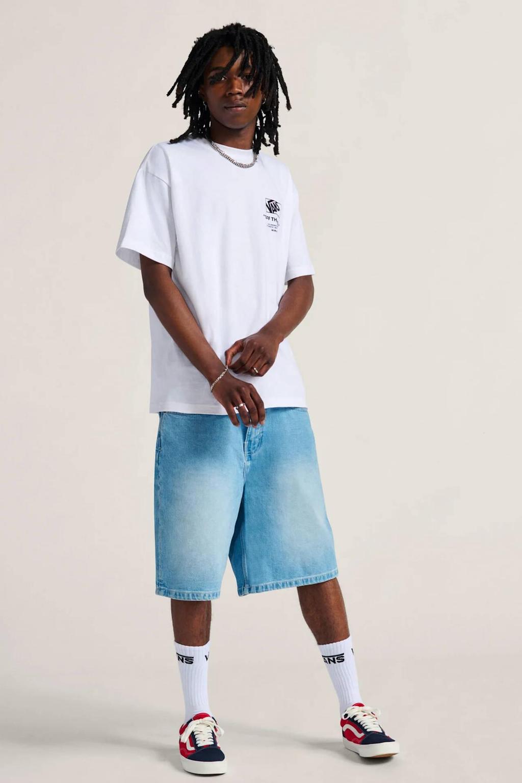 Witte heren VANS T-shirt van katoen met backprint, korte mouwen en ronde hals