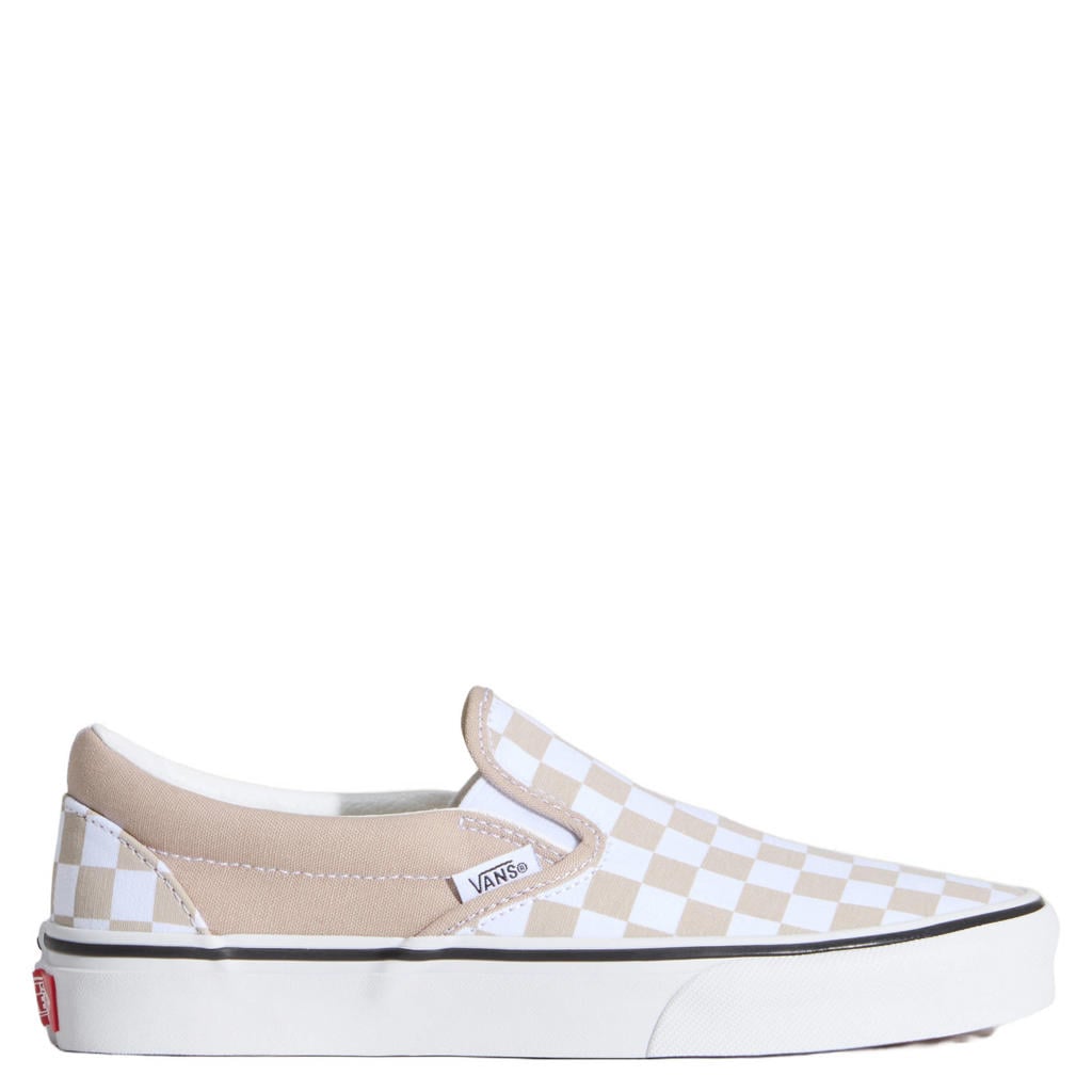 Zandkleurige unisex VANS slip-on sneakers van canvas met veters