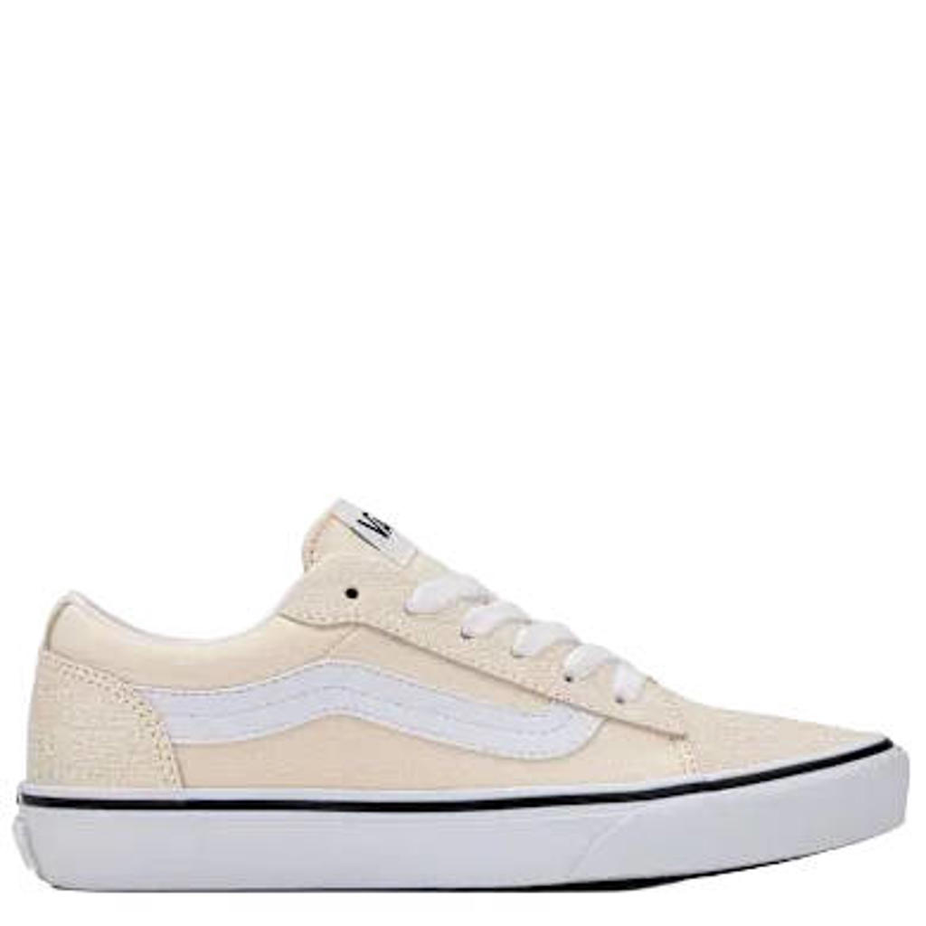Ecru en witte dames VANS Vero LS leren sneakers van canvas met veters